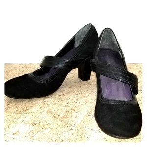 Aerosols black suede and patten MaryJanes